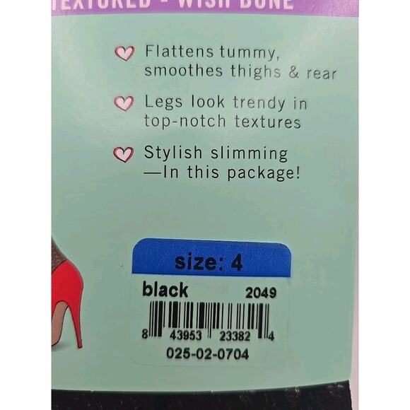 2 Pair Of Spanx Assets Shaping Tights Black Textured Wishbone Size 4 NWT - Picture 6 of 6